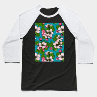 Apple blossom on turquoise Baseball T-Shirt